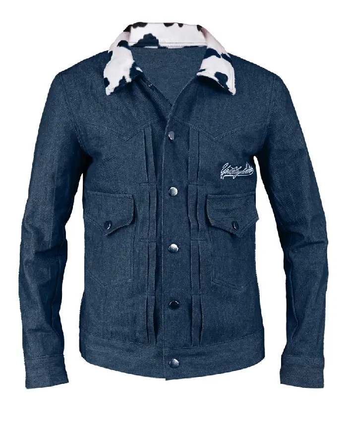 Levi’s x Toy Story Type II Cropped Blue Denim Jacket with Cow-Print Collar