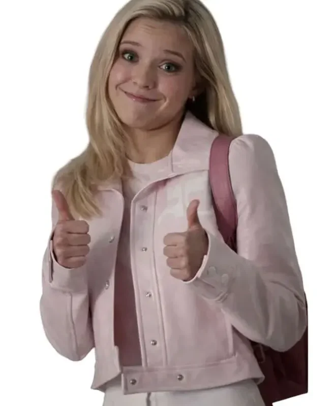 Elle Woods Elle-Series Lexi Minetree Cropped Light Pink Leather Jacket