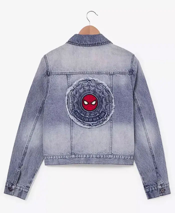 Marvel Movie Spider-Man Brand New Day 2026 Protector Of New York Blue Denim Jacket