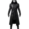 Men's Black Hooded Leather Costume Coat