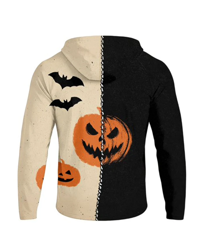 Men's Halloween Sun Print Hooded Jacket