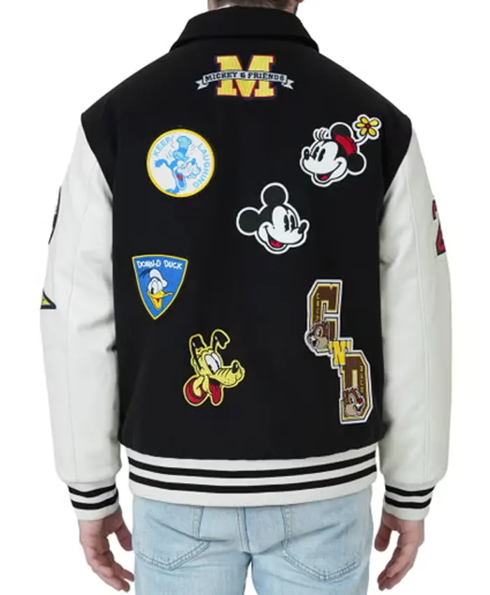 Mens-Mickey-Mouse-Black-Varsity-Jacket-Back