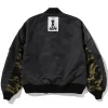 Men’s Multi Patch Black Bomber Jacket Back