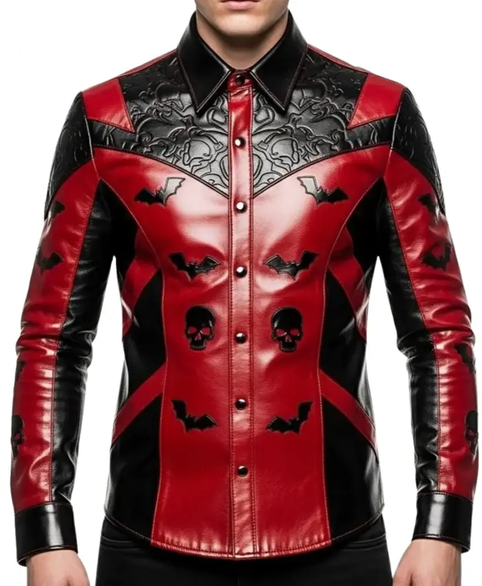 Men's Skull Bat Leather Gothic Cosplay Jacket