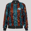 Miami Dolphins Sequin Striped Bomber Jacket