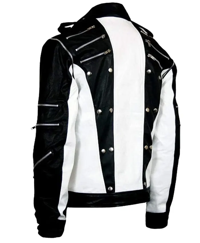 Michael Jackson Thriller Black and White Leather Jacket For Sale