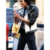 Michael Jackson Thriller Black and White Leather Jacket Front