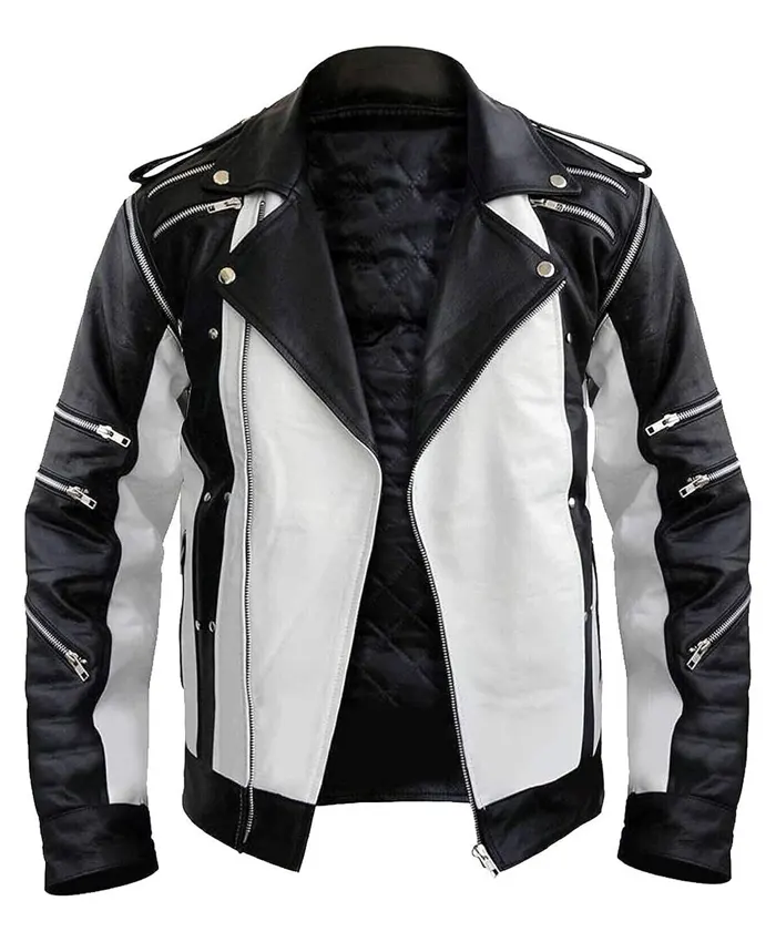 Michael Jackson Thriller Black and White Leather Jacket