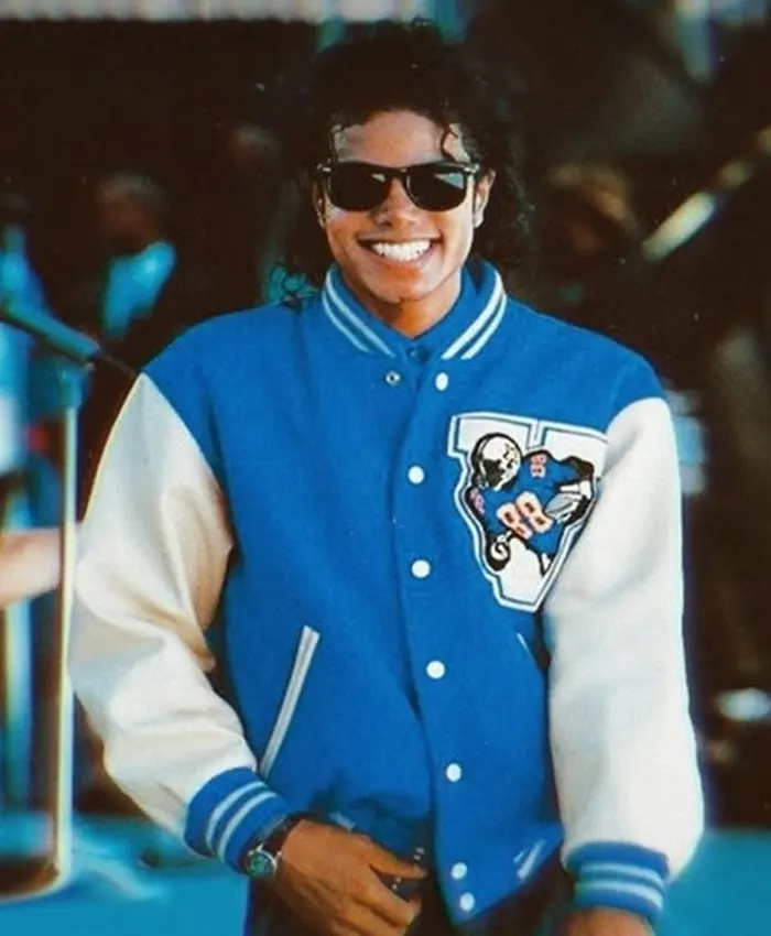 Michael Jackson VAN 1988 Stadium Varsity Jacket Blue and White