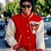Michael Jackson VAN 1988 Stadium Varsity Jacket Red and White
