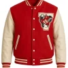 Michael Jackson VAN 1988 Stadium Varsity Jacket Red and White For Sale