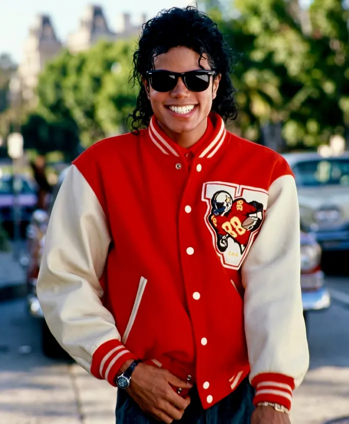 Michael Jackson VAN 1988 Stadium Varsity Jacket Red and White