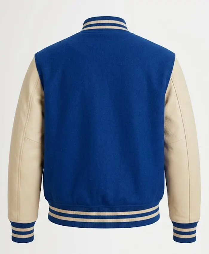 Michael Jackson VAN 1988 Stadium Varsity Jacket White and Blue Back
