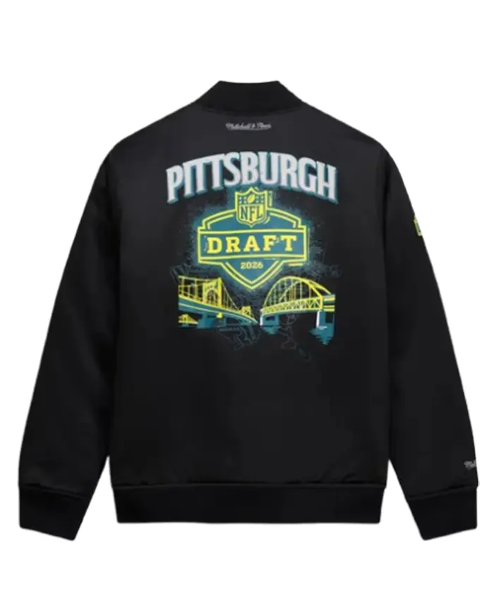 Mitchell & Ness 2026 Draft Satin Full-Zip Bomber Jacket Back