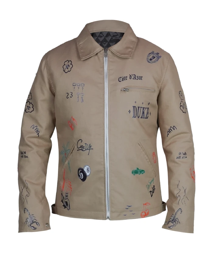 Duke Sketch sand jacket featuring a casual concert-inspired design