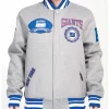 Shop NY Giants Crest Emblem Gray Varsity Wool Jacket Sale for Men and Women