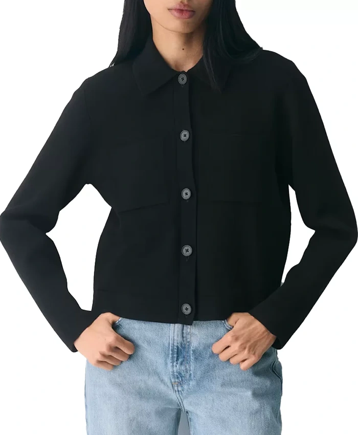 NYC Airport Emily Blunt Black Jacket Front