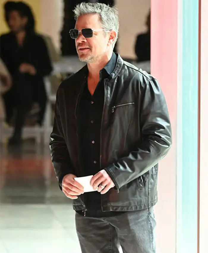NYC Matt Damon Black Leather Jacket For Sale