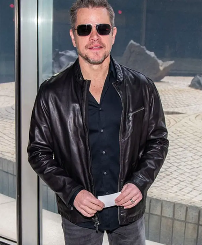 NYC Matt Damon Black Leather Jacket