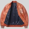 New York Knicks Chrome Hearts Varsity Jacket Orange Front