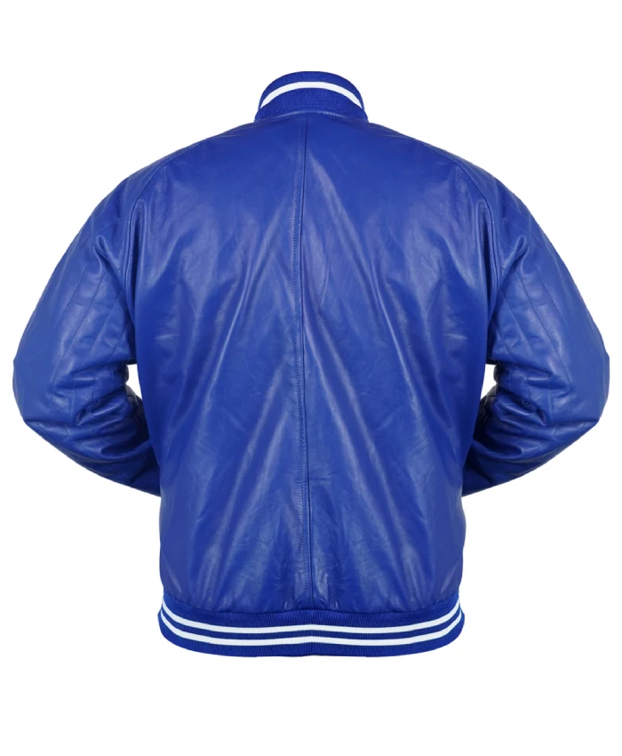 Stylish Knicks Chrome Hearts leather varsity jacket with sporty team-inspired detailing