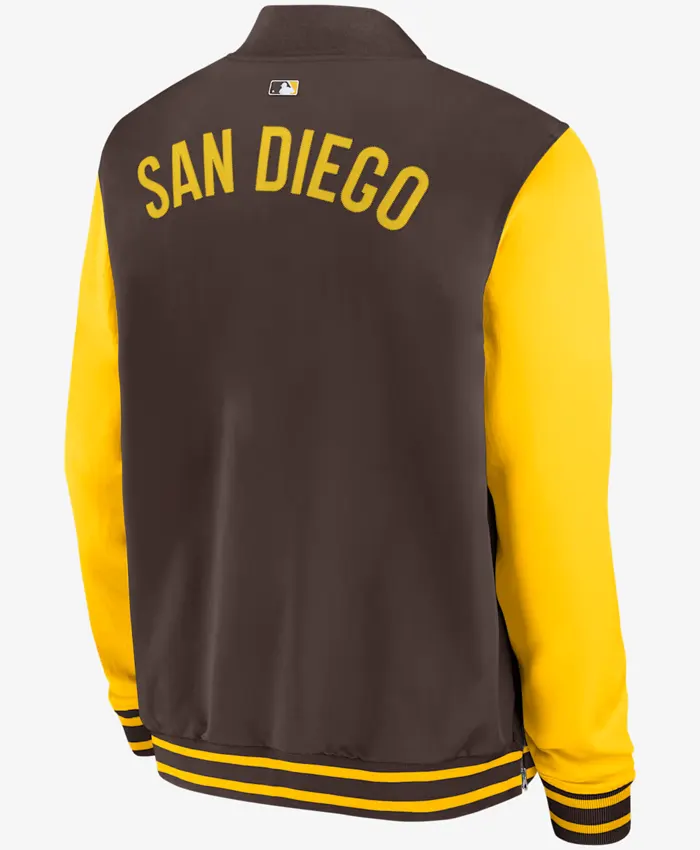 Nike San Diego Padres Dugout Bomber Jacket Back