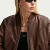 Nike Women's Brown Leather Jacket