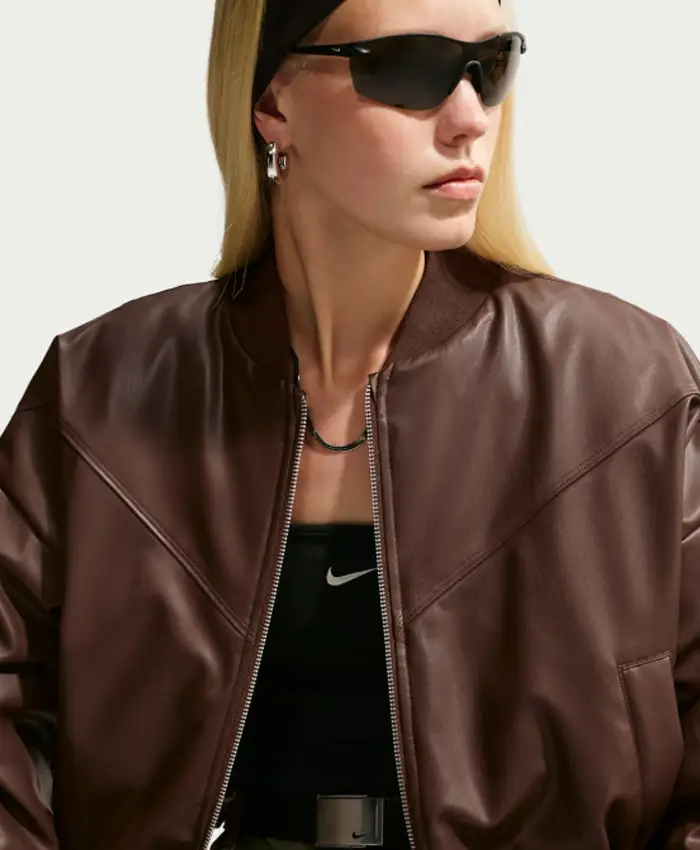 Nike Women's Brown Leather Jacket
