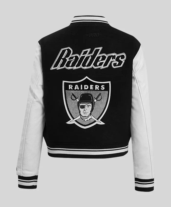 Oakland Raiders Women’s Retro Varsity Jacket Back
