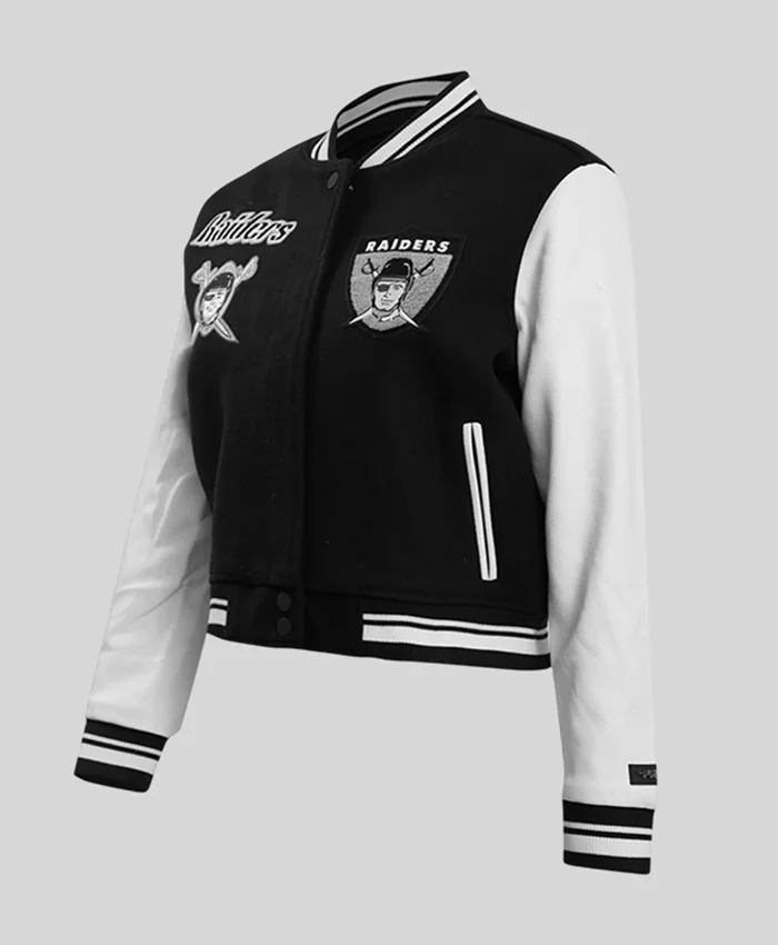 Oakland Raiders Women’s Retro Varsity Jacket Side