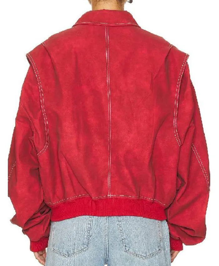 Off Campus S01 Ella Bright Red Bomber Jacket Back