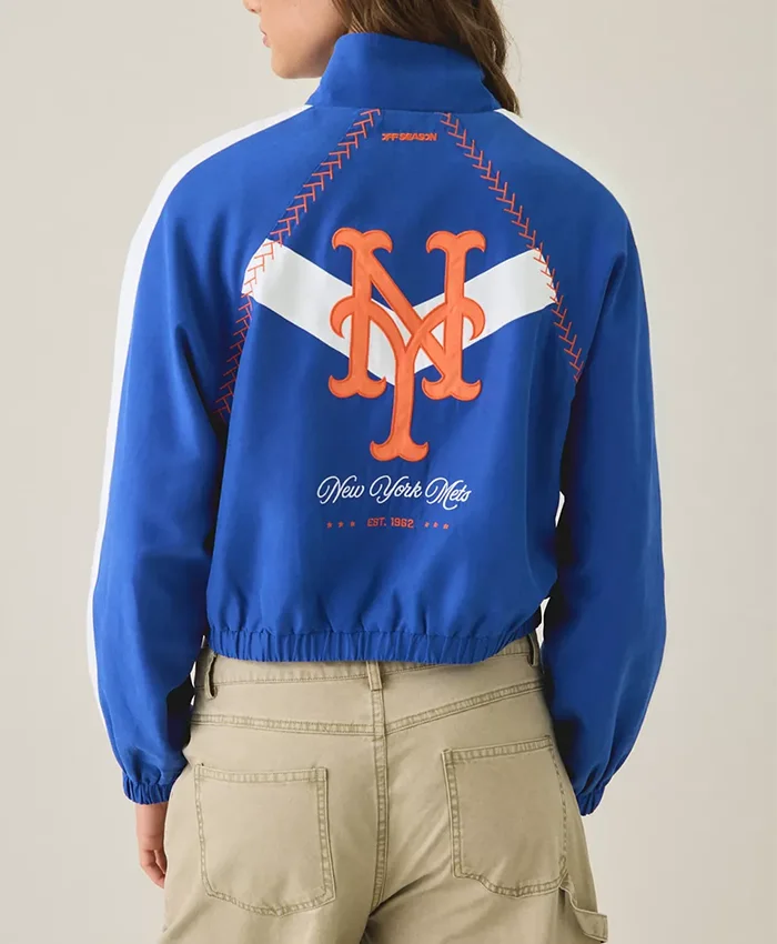 Off Season MLB Lightweight Blue Zip-Up Track Jacket Back