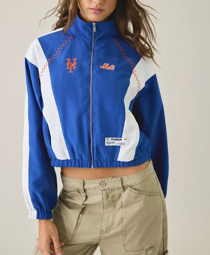 Off Season MLB Lightweight Blue Zip-Up Track Jacket Front
