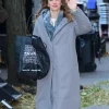 One Night Only 2026 Maya Hawke Grey Coat Front