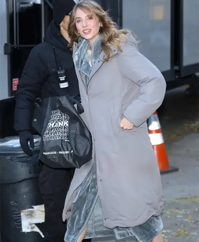 One Night Only 2026 Maya Hawke Grey Coat
