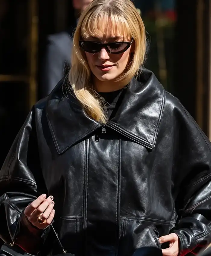 PFW 2026 Maika Monroe Leather Jacket