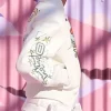 POP ROMANCE x OFF White WNBA New York Liberty White Leather Letterman Jacket