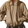 Paris 2026 Jennifer Lopez Breezy Khaki Bomber Jacket Front