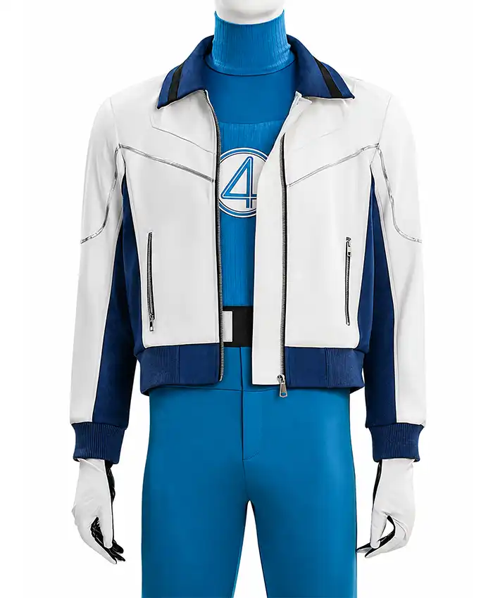 Pedro Pascal Movie Avengers Doomsday 2026 Reed Richards Mr Fantastic Cosplay White Bomber Leather Jacket Front