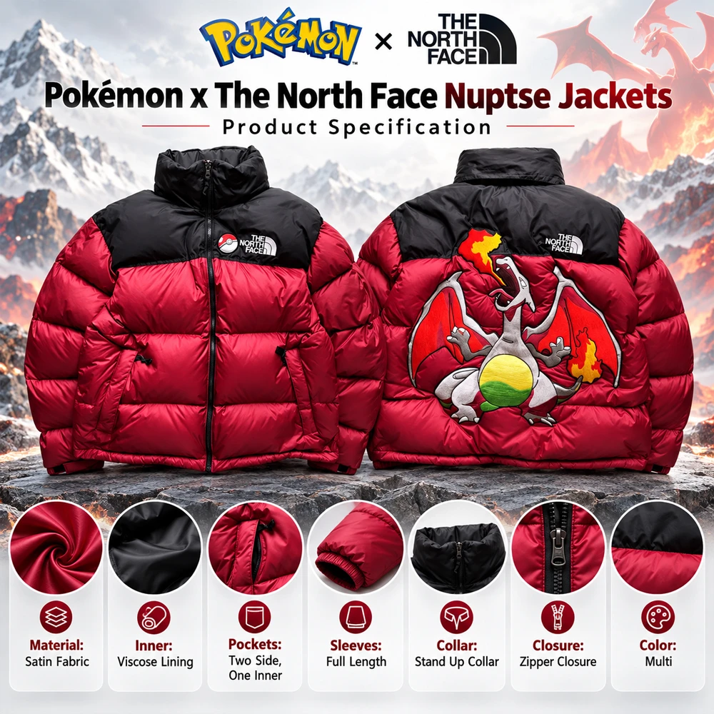 Pokémon x The North Face Nuptse Jackets Infographic