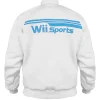 Vintage-style white zip-front track jacket with blue striped design
