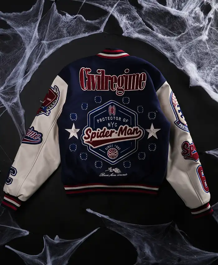 Protector Of NYC Navy & Butter Letterman Jacket Back