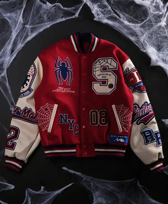 Protector Of NYC Red & Sand Letterman Jacket