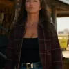 Quinn O’Grady TV Series Ransom Canyon 2026 Minka Kelly Wool Plaid Jacket Front