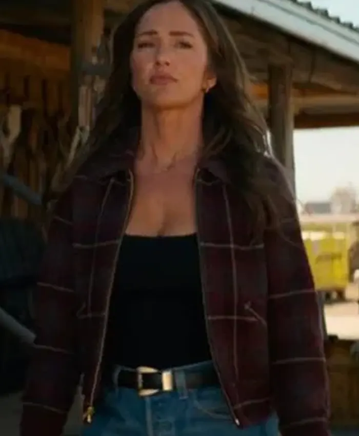 Quinn O’Grady TV Series Ransom Canyon 2026 Minka Kelly Wool Plaid Jacket Front