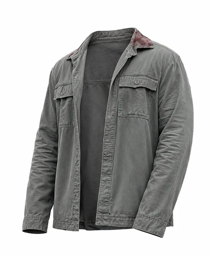 Reacher S04 Alan Ritchson Grey Cotton Jacket Front