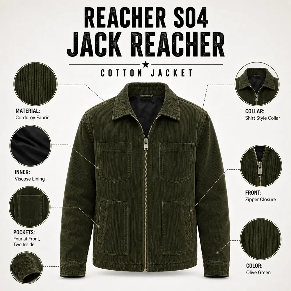 Reacher S04 Jack Reacher Cotton Jacket Infographic