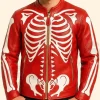 Red Skeleton Leather Cosplay Jacket