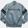 Roc Nation Super Bowl LIX Grey Satin Jacket Back