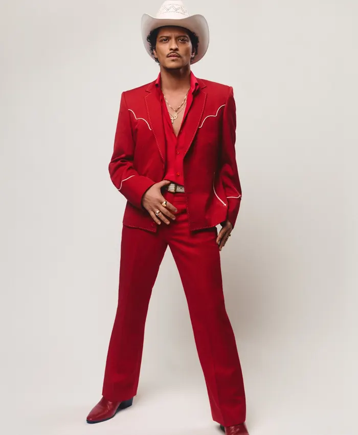 Bruno Mars Risk It All Country Bruno Mars Red Western Suit - Image 3